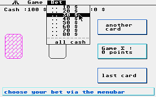 Blackjack atari screenshot